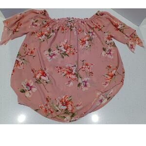 TeenBell Pink Floral Women's Blouse Plus Size 2XL